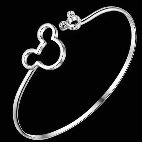 NEW - MICKEY MOUSE ♡ SILVER Bangle Bracelet Gift for women - Picture 3 of 8